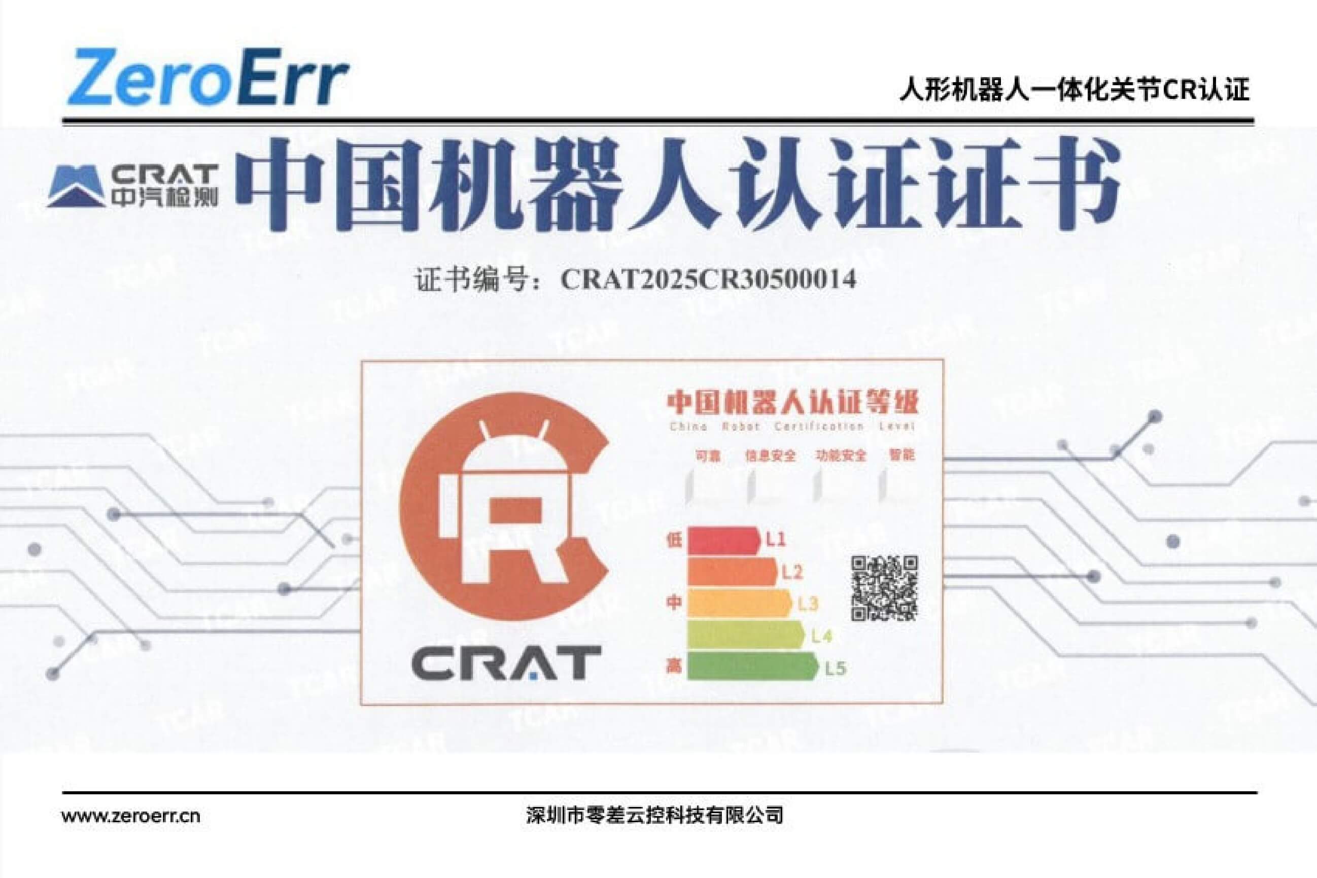 ZeroErr Awarded the Industry’s First CR Certification for Humanoid Robot Integrated Joints